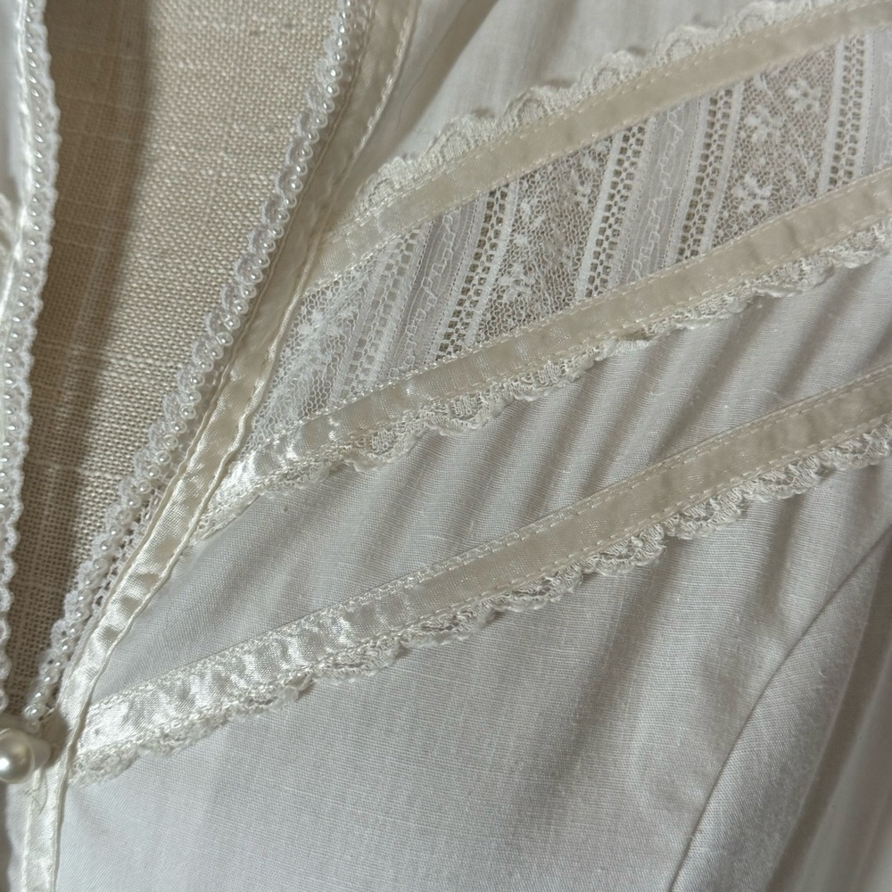 Gunne Sax Jessica Gunnies Prairie Vintage White Puff Sleeve Cotton Blouse - Picture 3 of 14